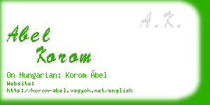 abel korom business card