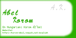 abel korom business card